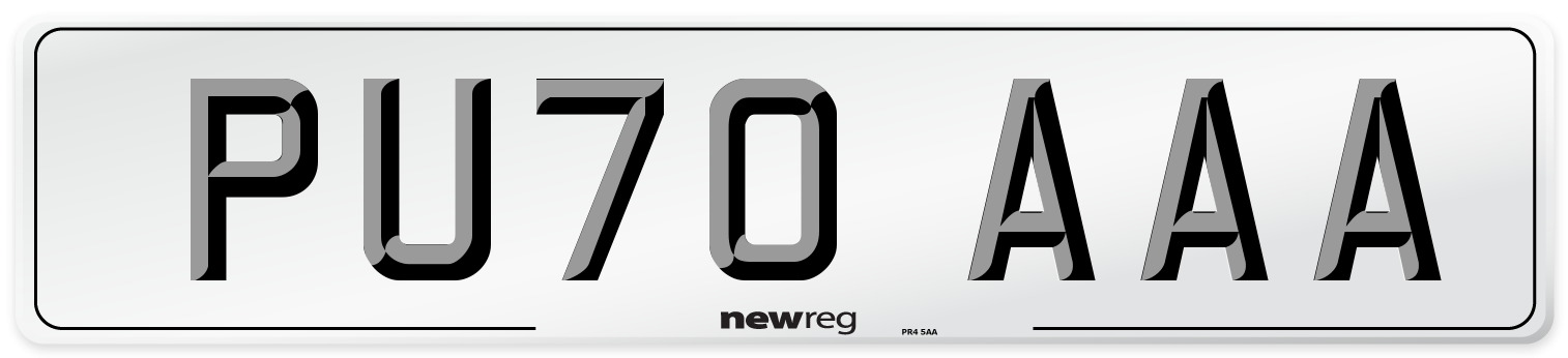 PU70 AAA Number Plate from New Reg